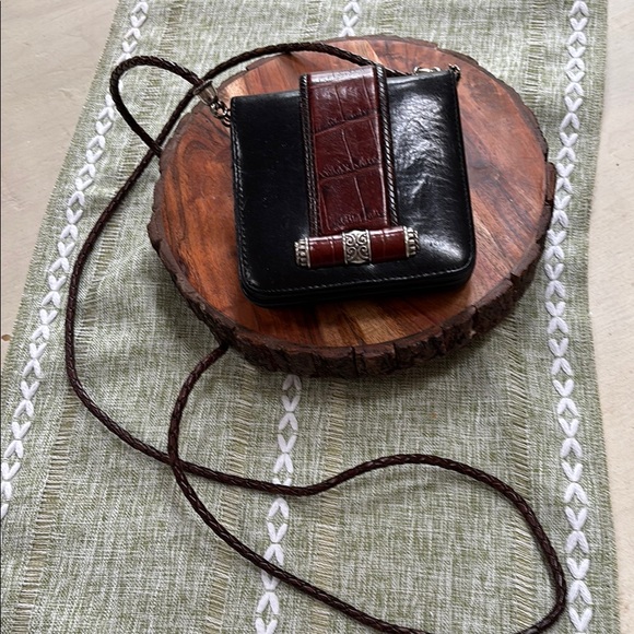 Brighton Handbags - Brighton Black and Brown Leather Crossbody Bag